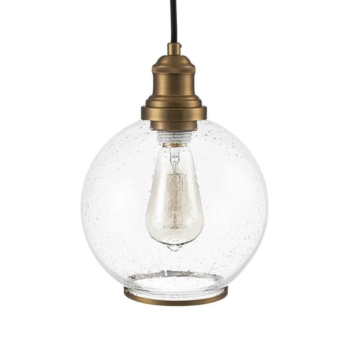 1-Light Corded Seeded Glass Globe Kitchen Pendant Light