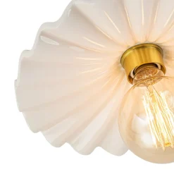 1-Light Creamy Ceramic Shade Semi Flush Mount