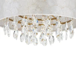 4-Light Crystal Accented Capiz Shell Drum Lantern Pendant