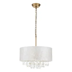 4-Light Crystal Accented Capiz Shell Drum Lantern Pendant