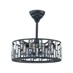 4-Light Crystal Accented Drum Cage Ceiling Fan Light