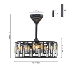 4-Light Crystal Accented Drum Cage Ceiling Fan Light