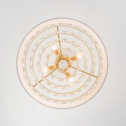 4-Light Crystal Accented White Fabric Drum Cage Chandelier