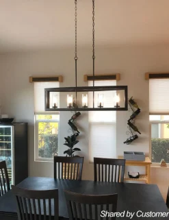 5-Light Curved Rectangle Frame Island Chandelier