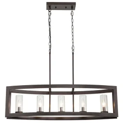 5-Light Curved Rectangle Frame Island Chandelier
