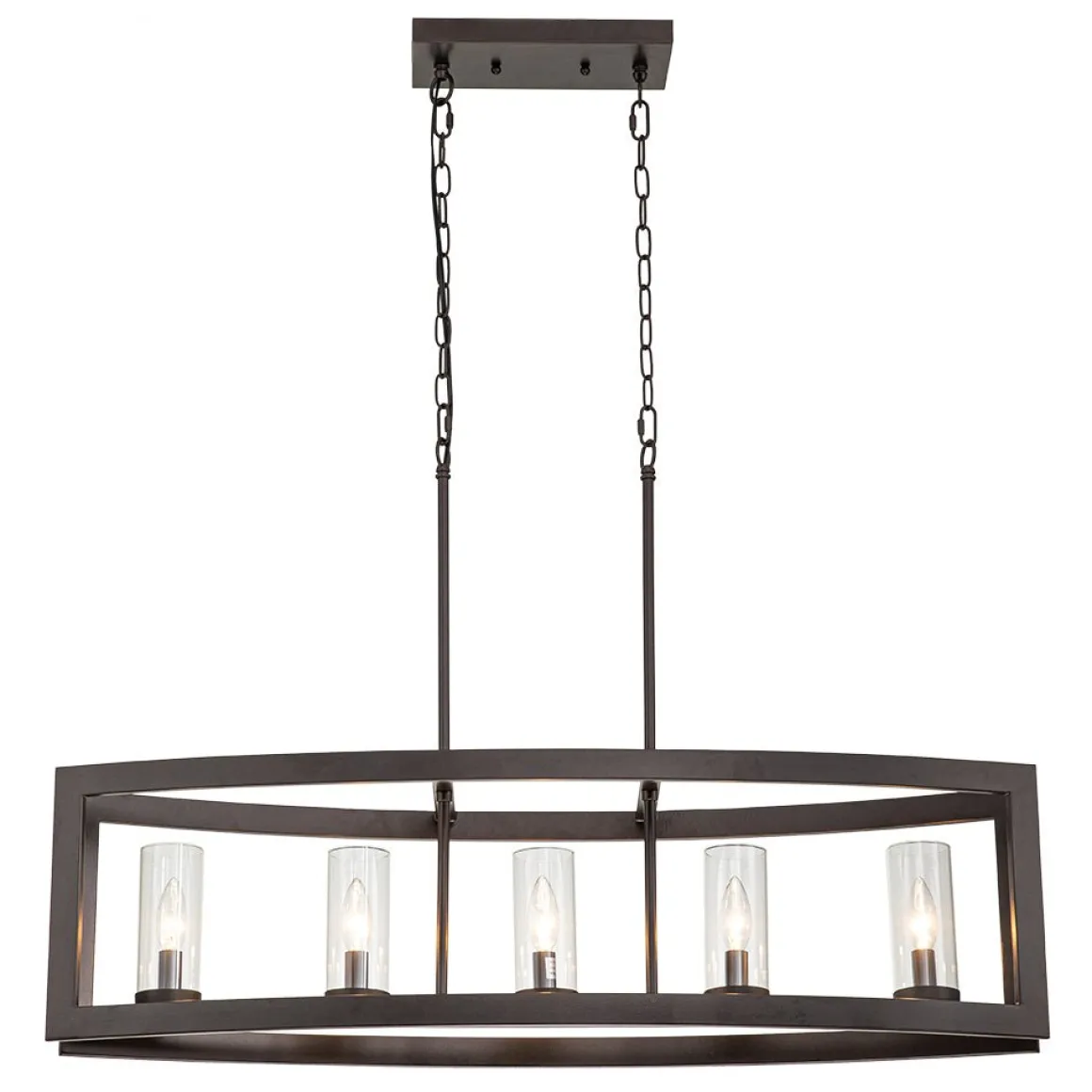 5-Light Curved Rectangle Frame Island Chandelier