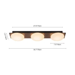 3-Light Dimmable LED Rustic Linear Flush Mount Light