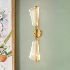 2-Light Dimmable LED Up Down Conical Vanity Wall Sconce