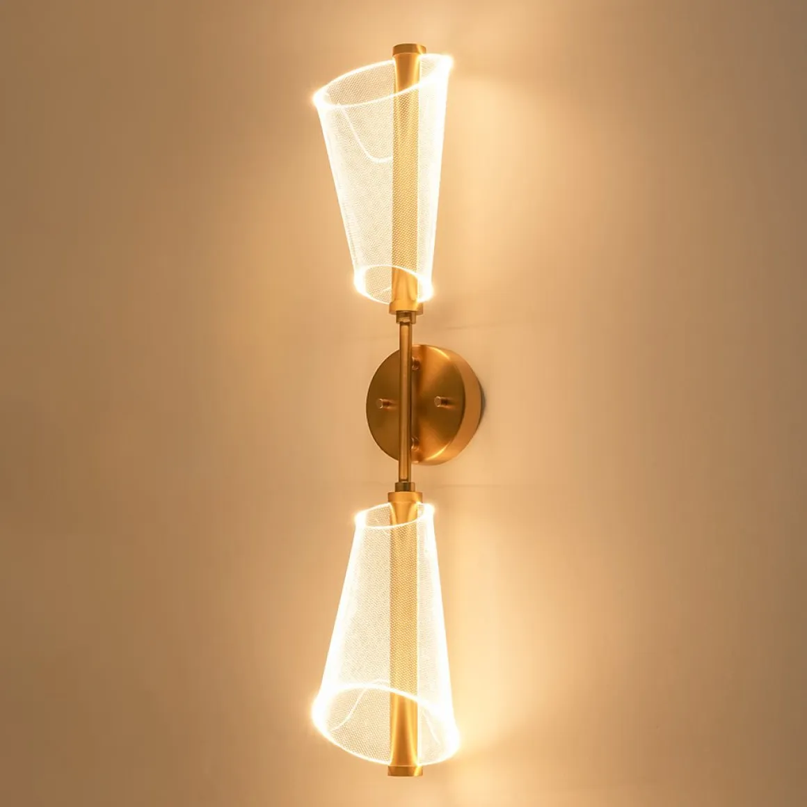 2-Light Dimmable LED Up Down Conical Vanity Wall Sconce