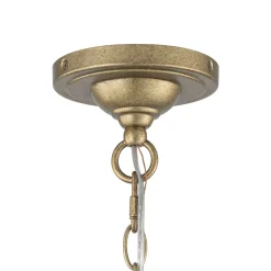 4-Light Distressed Gold White Linen Drum Lantern Pendant