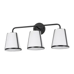 3-Light Fabric Conical Shade Vanity Wall Sconce