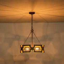 3-Light Farmhouse Open Aged Wood Drum Pendant Light
