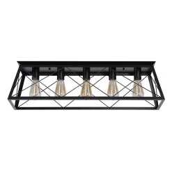 5-Light Farmhouse Rectangular Cage Semi Flush Mount