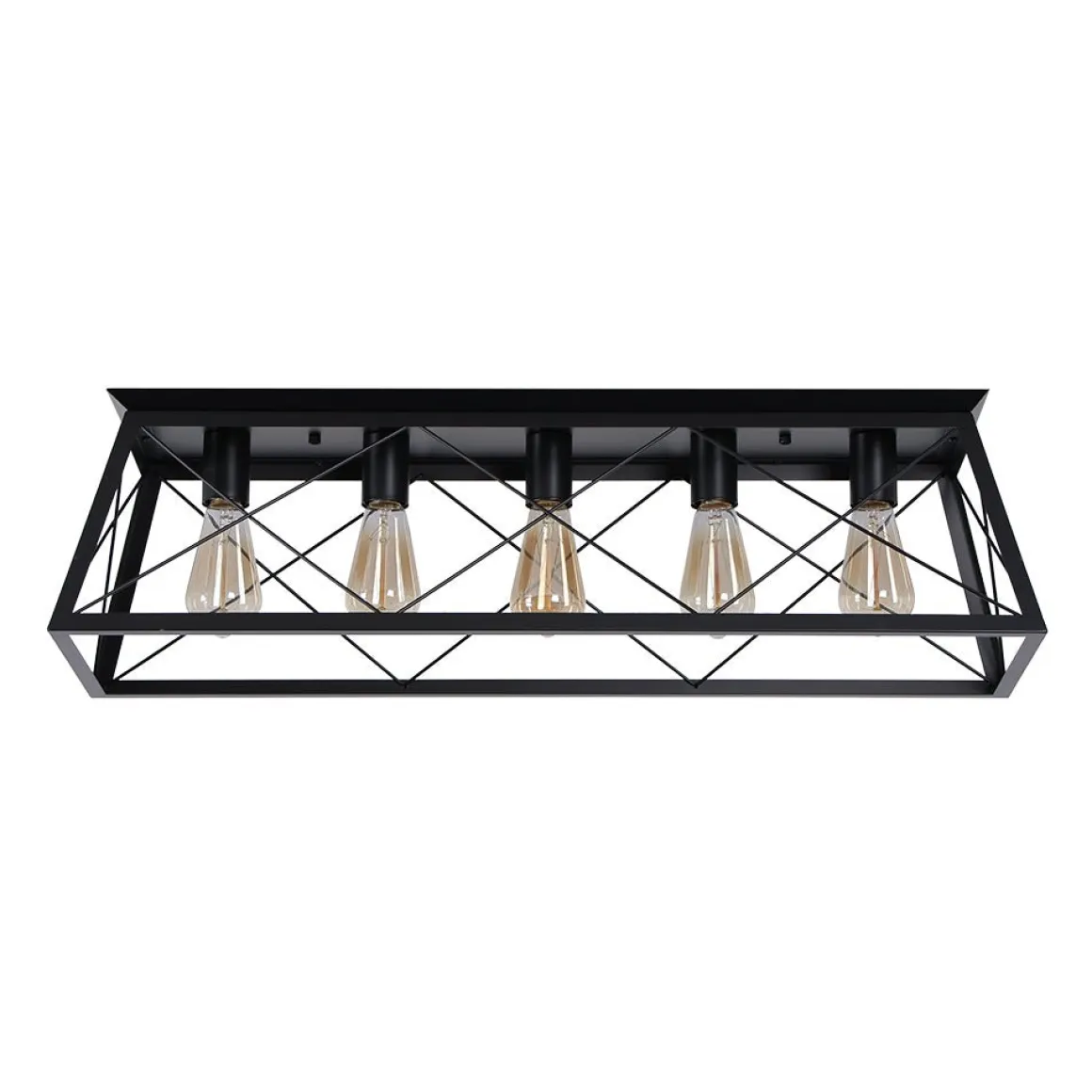 5-Light Farmhouse Rectangular Cage Semi Flush Mount