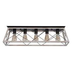 5-Light Farmhouse Rectangular Cage Semi Flush Mount