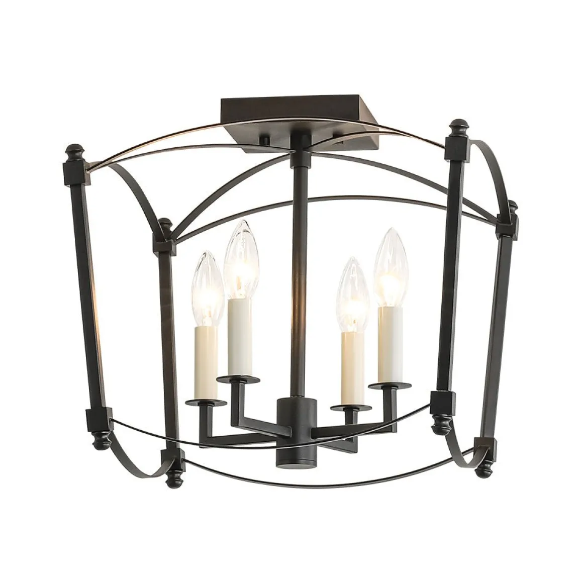 4-light French Antique Candle Style Lantern Semi Flush
