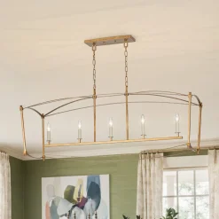 5-light French Antique Candle Wide Lantern Island Chandelier