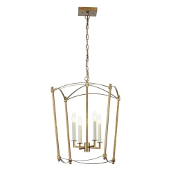 4-light French Antique Gold Candle Square Lantern Chandelier