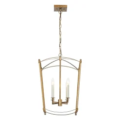 4-light French Antique Gold Candle Square Lantern Chandelier