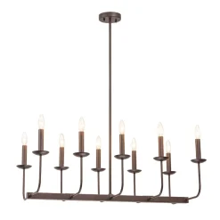 10-Light French Vintage Candle Style Linear Island Chandelier