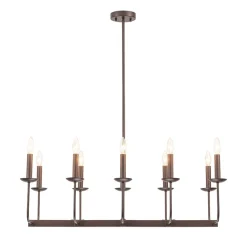10-Light French Vintage Candle Style Linear Island Chandelier
