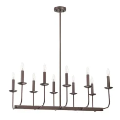 10-Light French Vintage Candle Style Linear Island Chandelier