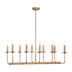 10-Light French Vintage Candle Style Linear Island Chandelier