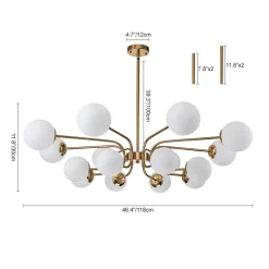 16-Light Frosted Glass Globe Bubble Sputnik Chandelier