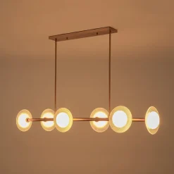 6-Light Frosted Glass Globe Linear Island Chandelier