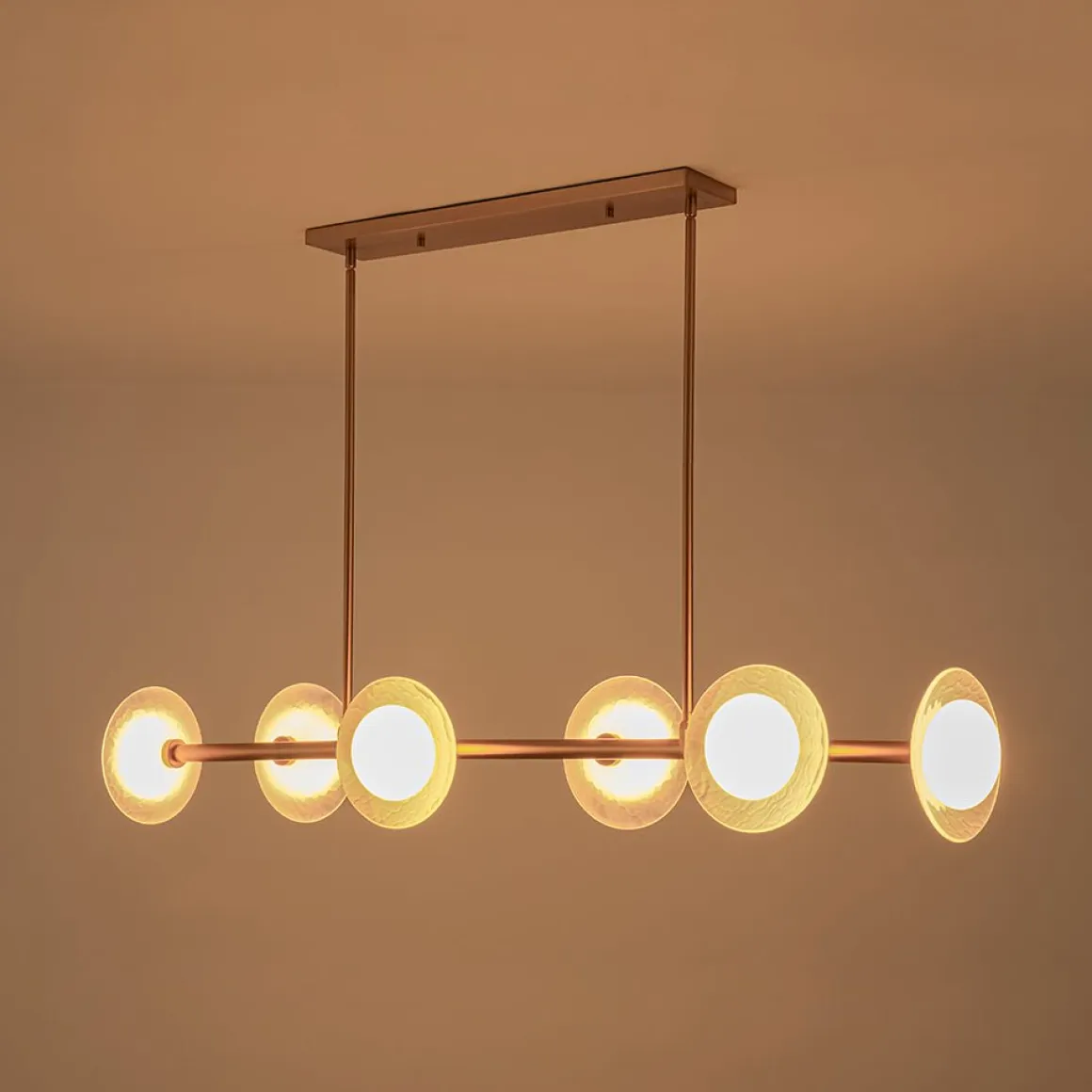 6-Light Frosted Glass Globe Linear Island Chandelier