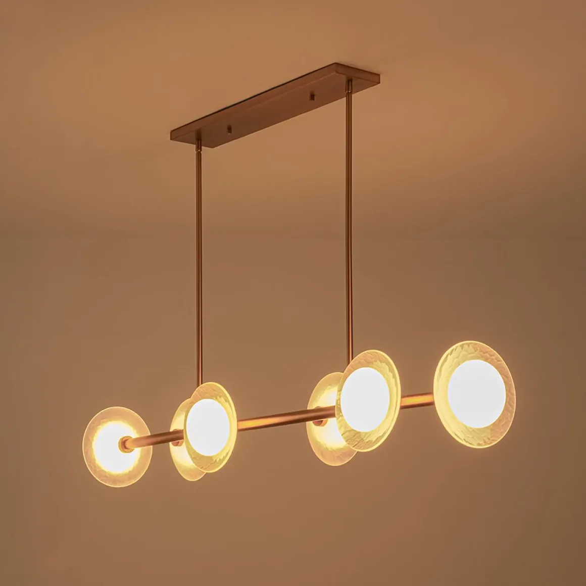 6-Light Frosted Glass Globe Linear Island Chandelier