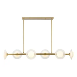 6-Light Frosted Glass Globe Linear Island Chandelier