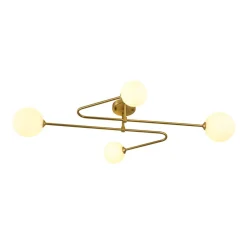 4-Light Frosted Glass Globe Linear Sputnik Semi Flush Mount