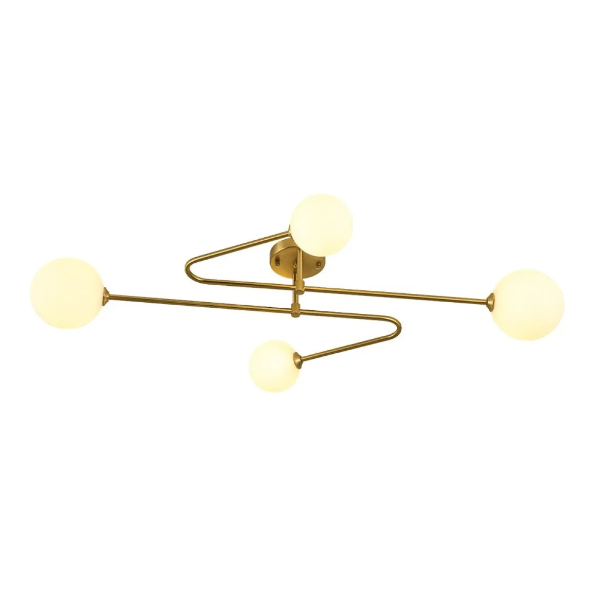 4-Light Frosted Glass Globe Linear Sputnik Semi Flush Mount
