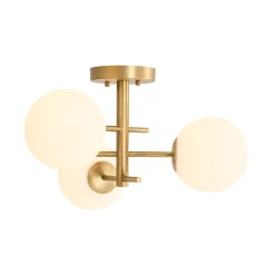 3-Light Frosted Glass Globe Tiered Sputnik Semi Flush Mount