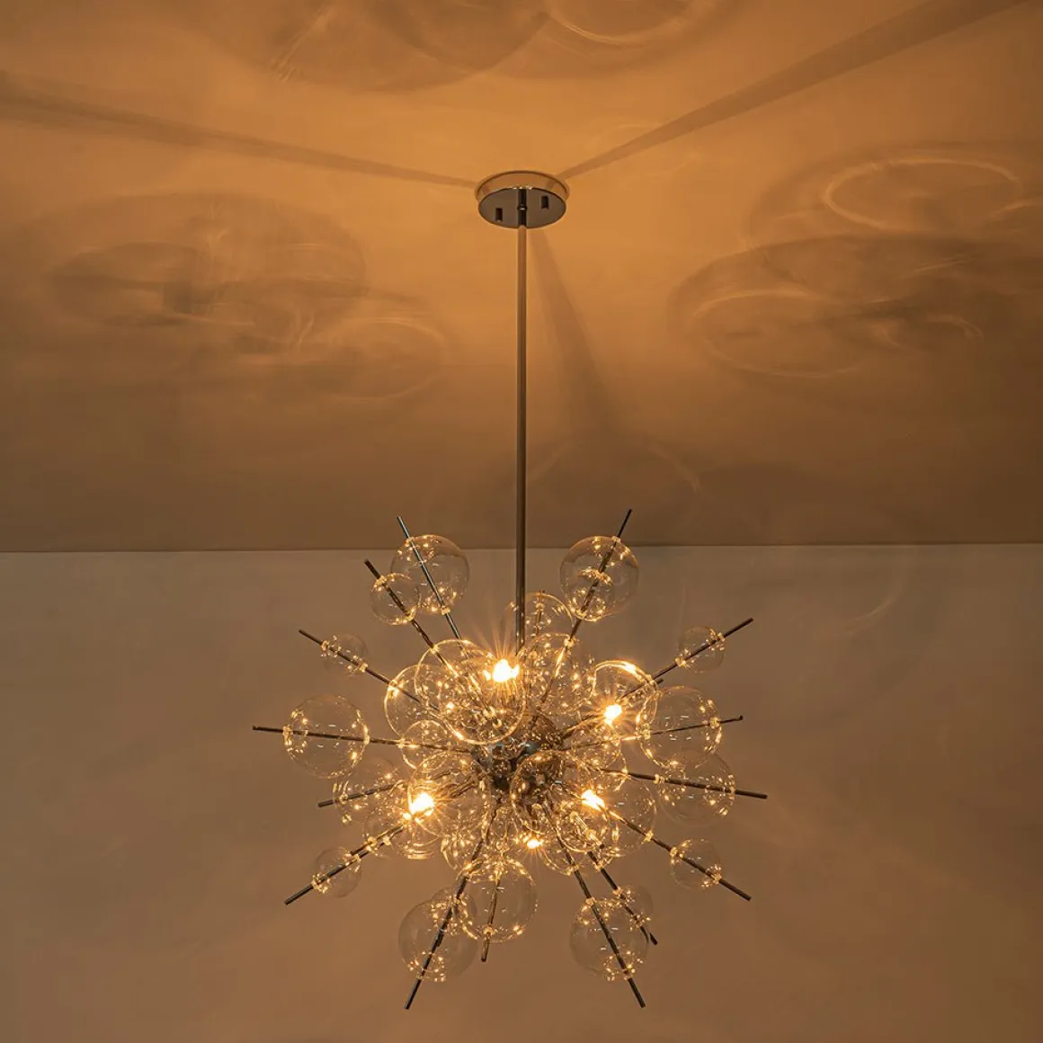 6-Light Glass Globe Bubble Sputnik Sunburst Chandelier