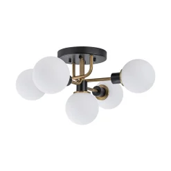 5-light Glass Globe Semi Flush Bubble Ceiling Light