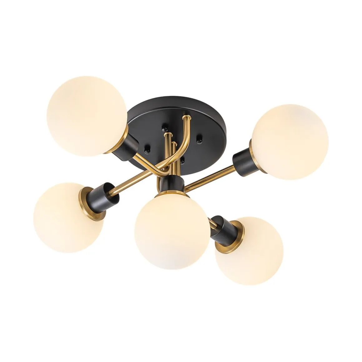 5-light Glass Globe Semi Flush Bubble Ceiling Light