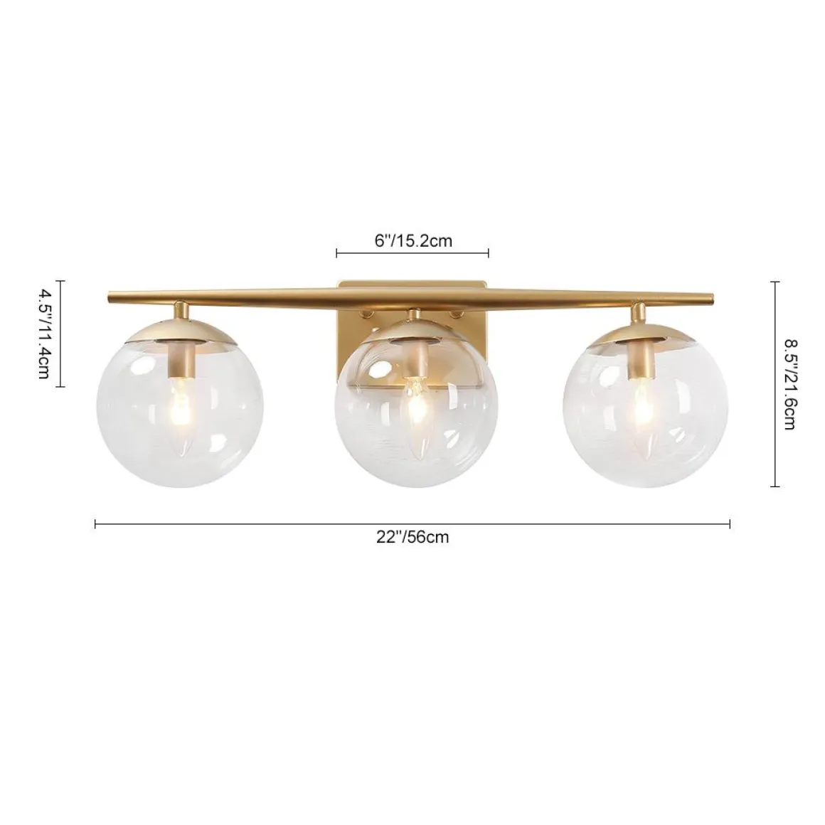 3-light Globe Vanity Wall Light
