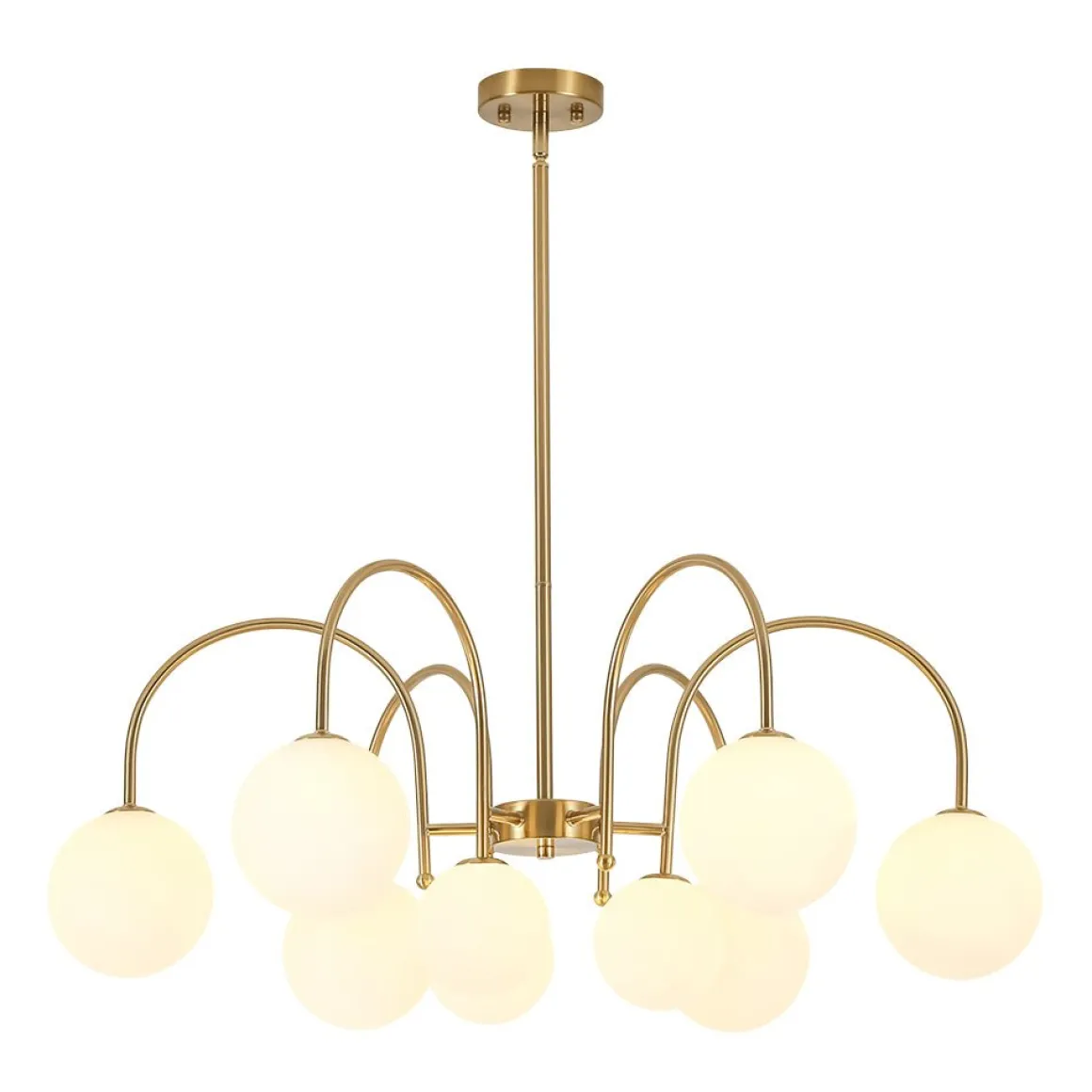 9-Light Goose Arm Opal Glass Bubble Tiered Chandelier