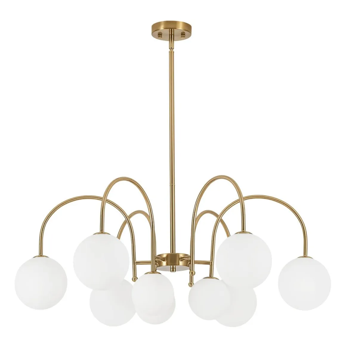 9-Light Goose Arm Opal Glass Bubble Tiered Chandelier