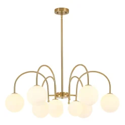 9-Light Goose Arm Opal Glass Bubble Tiered Chandelier