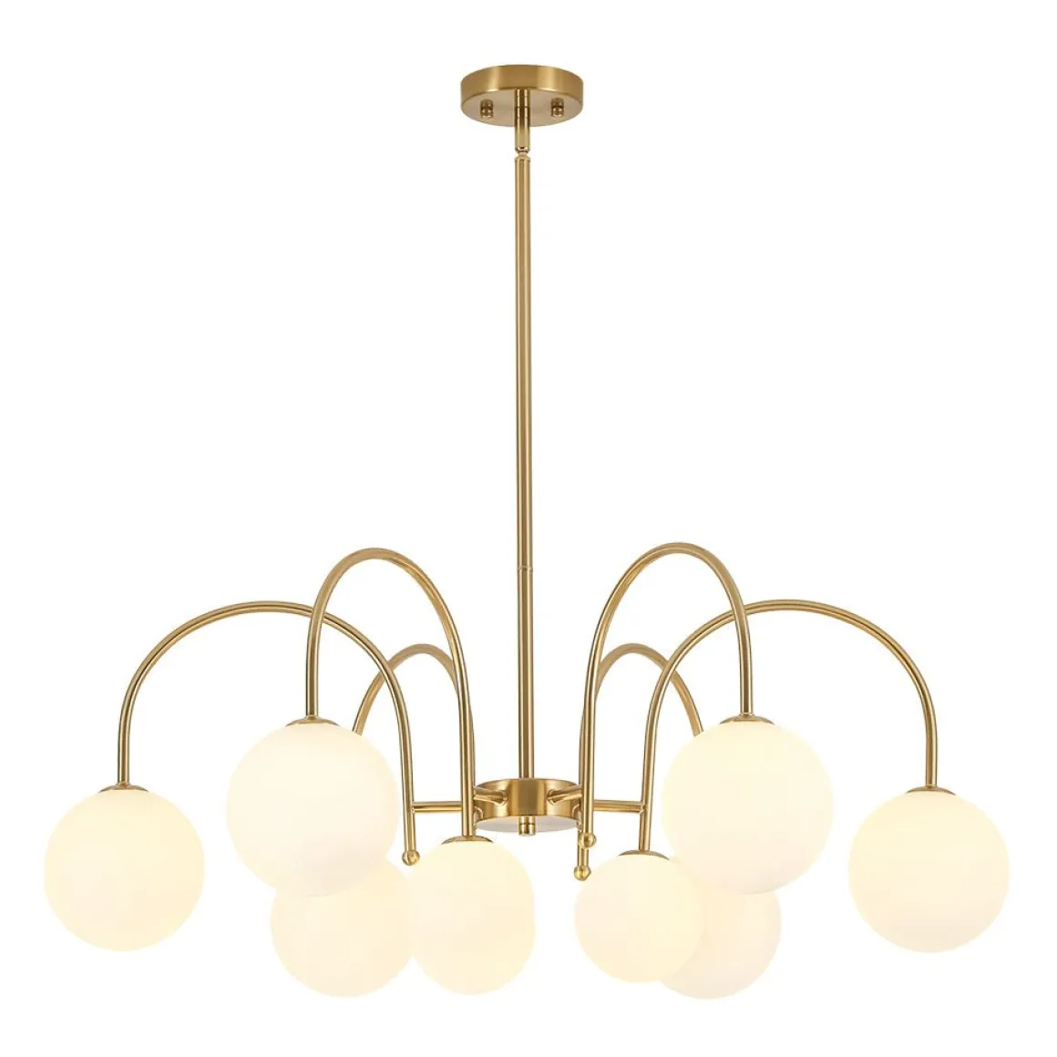 9-Light Goose Arm Opal Glass Bubble Tiered Chandelier
