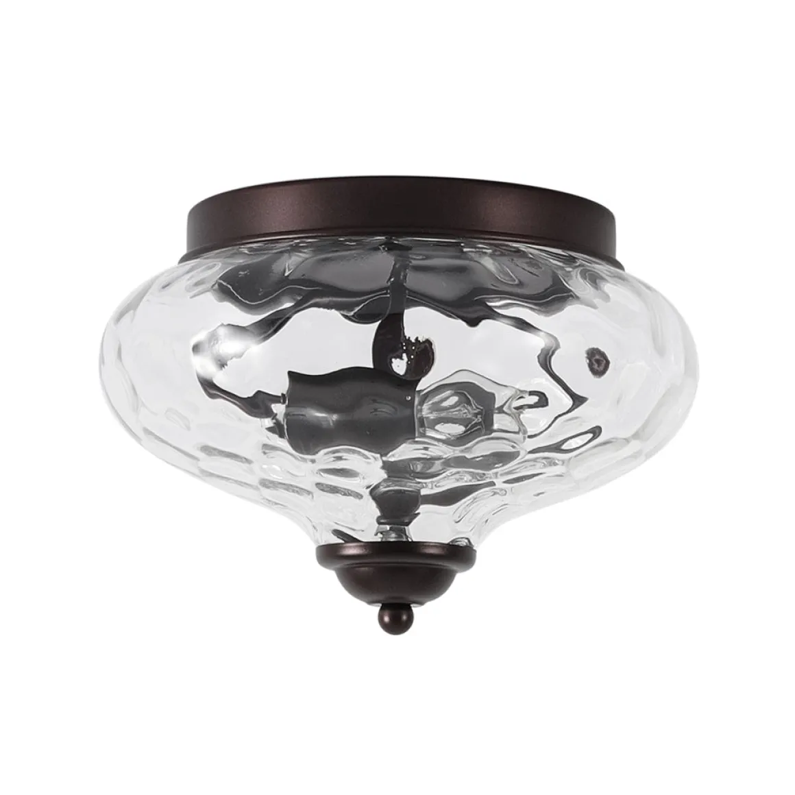 2-light Hammered Glass Flush Mount Ceiling Light