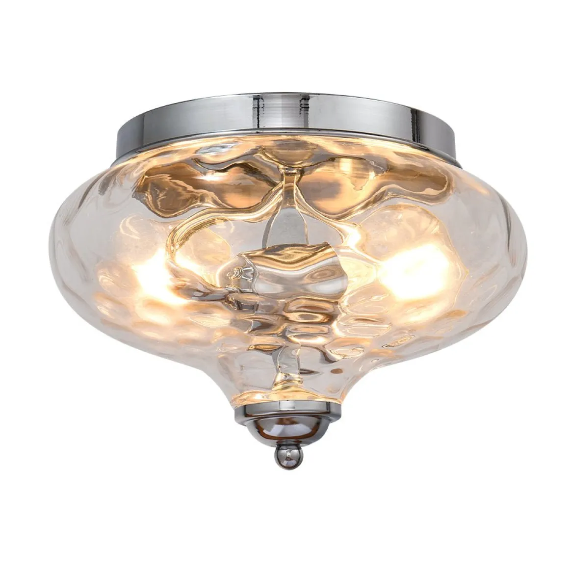 2-light Hammered Glass Flush Mount Ceiling Light