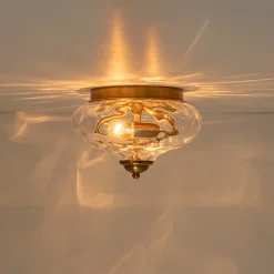 2-light Hammered Glass Flush Mount Ceiling Light