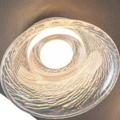 4-Light Iridescent Glass Bell LED Square Semi Flush Mount