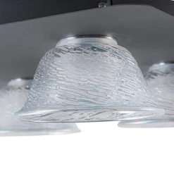 4-Light Iridescent Glass Bell LED Square Semi Flush Mount