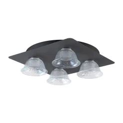 4-Light Iridescent Glass Bell LED Square Semi Flush Mount