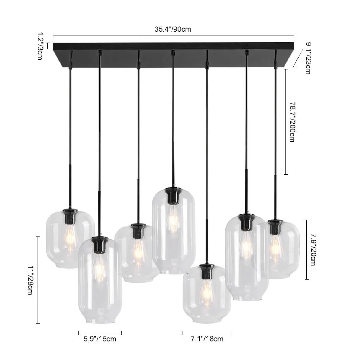 7-light Kitchen Island Cluster Pendant Chandelier